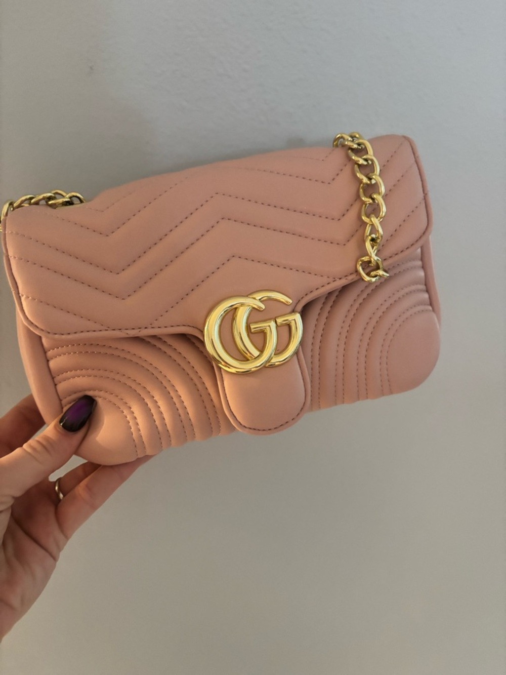 Blush Pink GG Matelassé Chain Crossbody